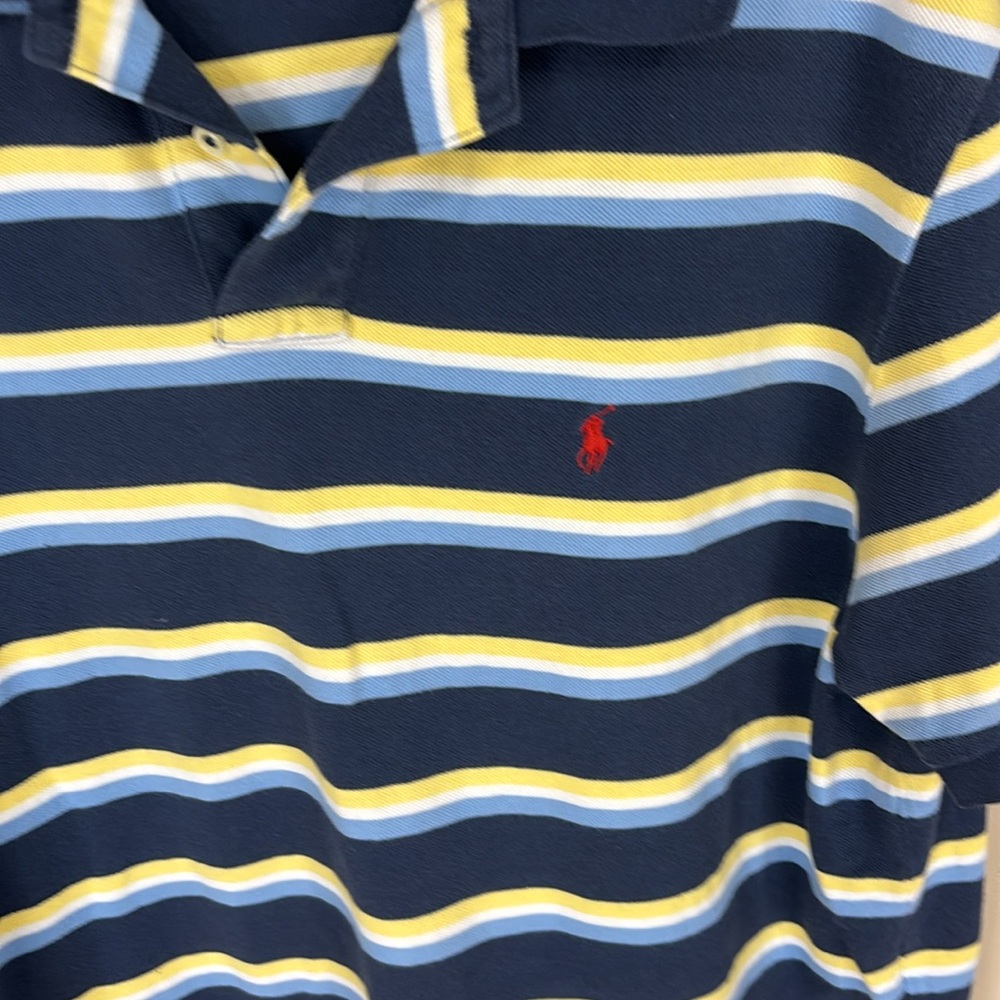 Polo Ralph Lauren Custom Fit Blue Stripe Cotton Polo Shirt Size XXL - Picture 3 of 12